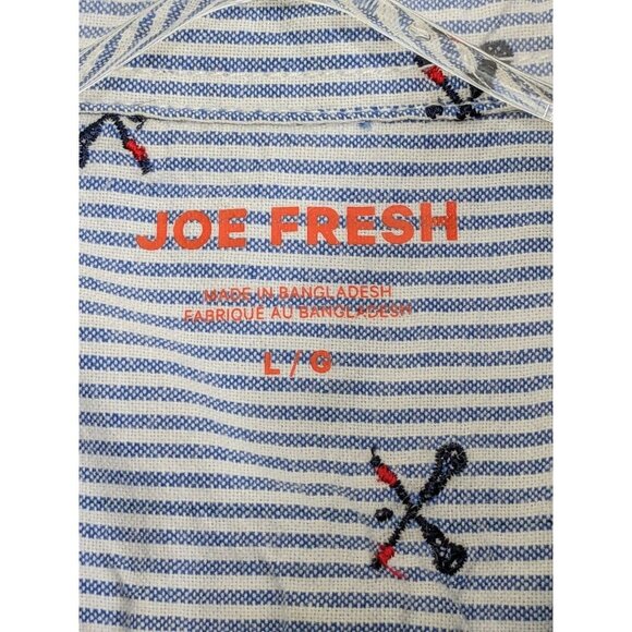 Mens Lacrosse Print Button Down Shirt Size Large Striped Cotton Long Sleeve - Picture 4 of 5